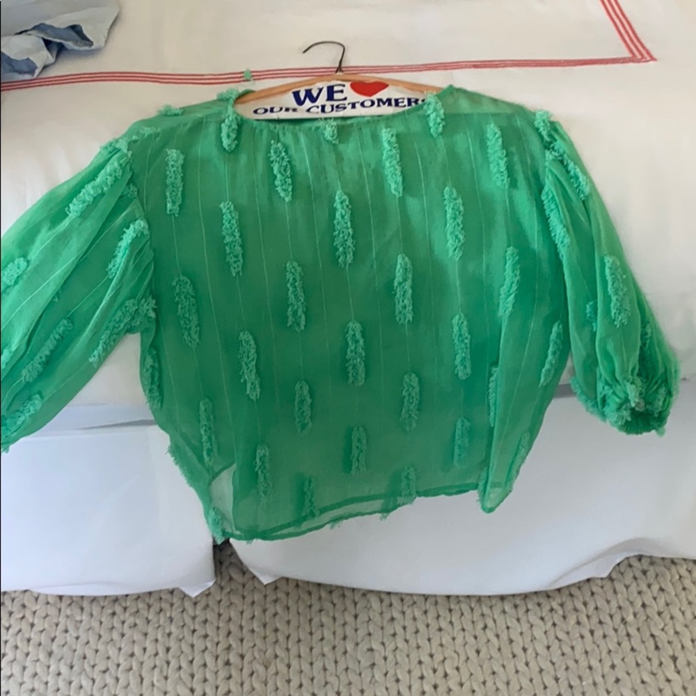 Zara Green short sleeve blouse size Small